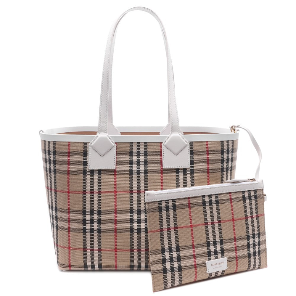 23FW 여성 런던 스몰 토트백 (8072331 VINTAGE CHECK WHITE 23F)