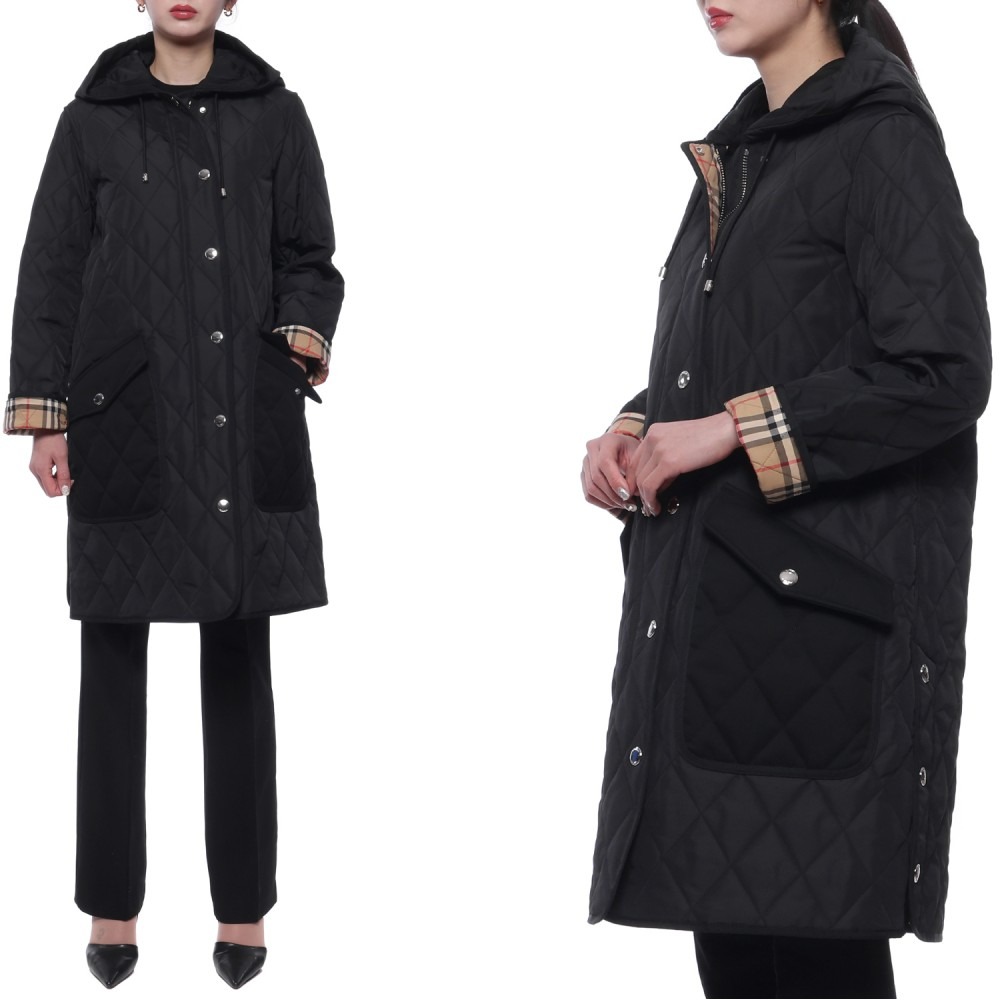 24SS 여성 록스비 퀼팅 후드 코트 (8072670 BLACK 24S)