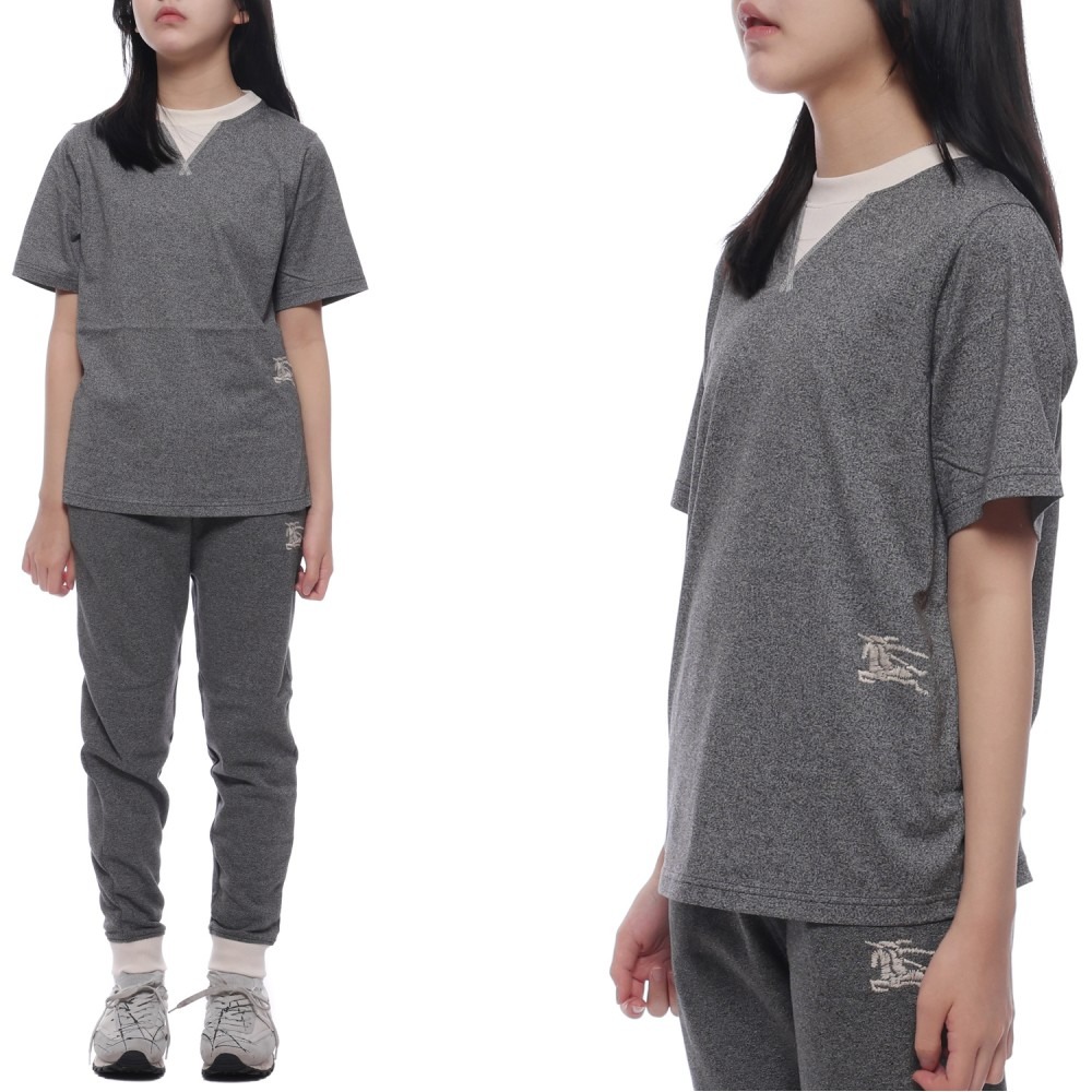 24SS EKD 자수 투톤 반팔티셔츠 (8079767 CHARCOAL GREY MELANGE 24S)