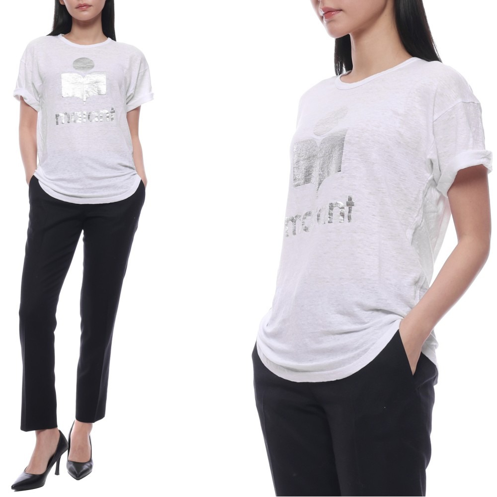 24SS 여성 콜디 리넨 로고 반팔티셔츠 (TS0004FA A1N10E 20WH 24S)