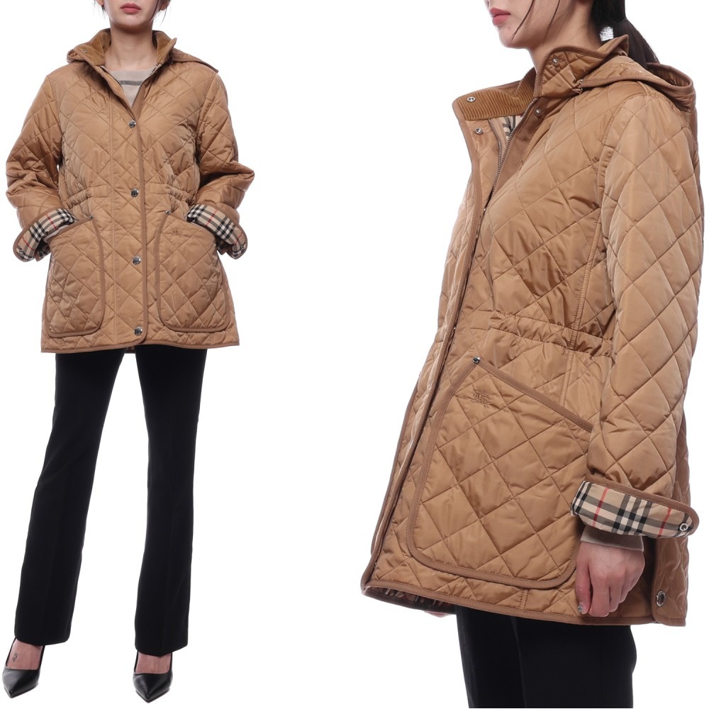24FW 여성 다이아몬드 퀼팅 후드 재킷 (8070968 ARCHIVE BEIGE 24F)