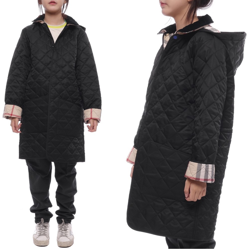 24FW 코듀로이 다이아몬드 퀼팅 코트 (8092531 BLACK 24F)
