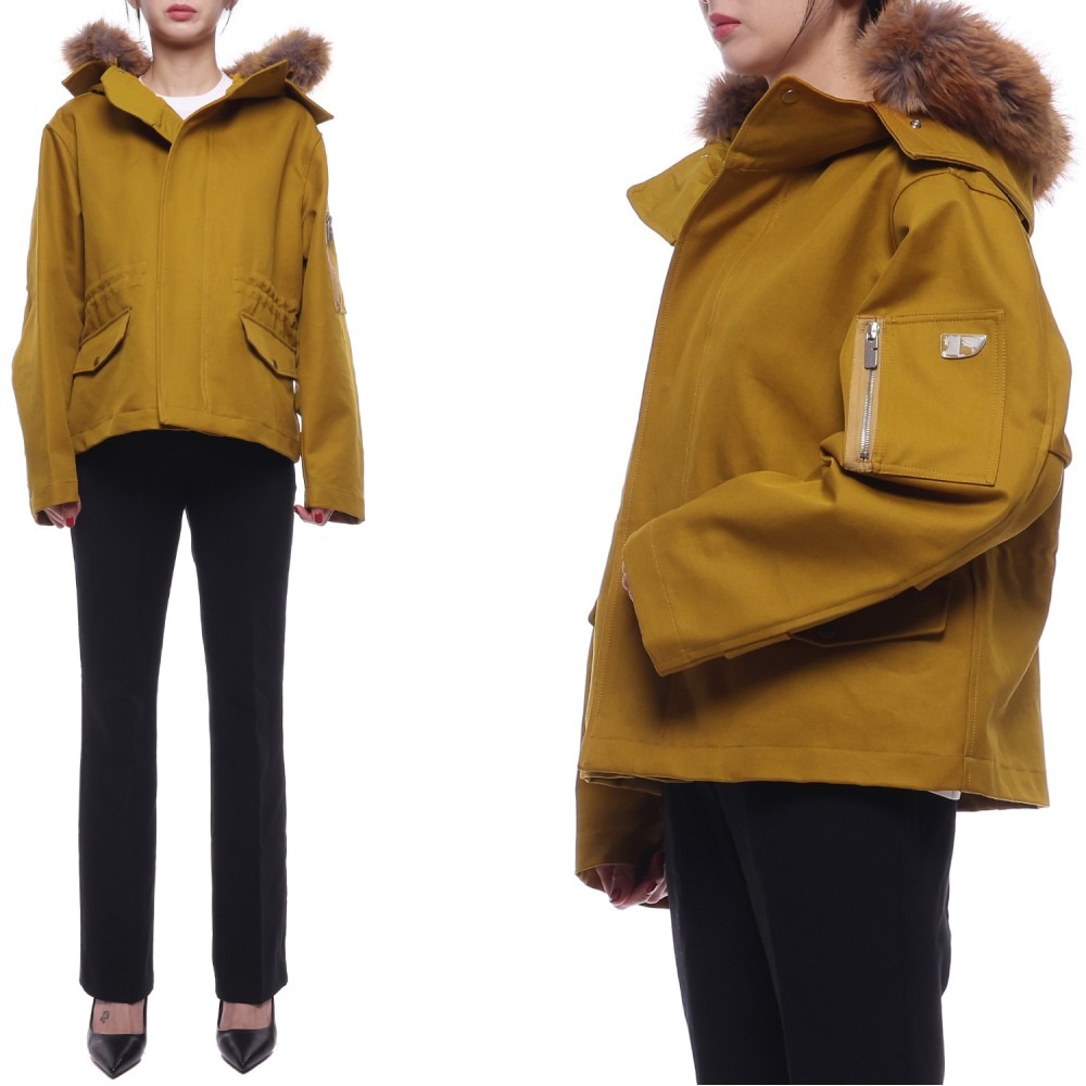 24FW 여성 인조 퍼 트리밍 코튼 재킷 (8095258 TEAK 24F)