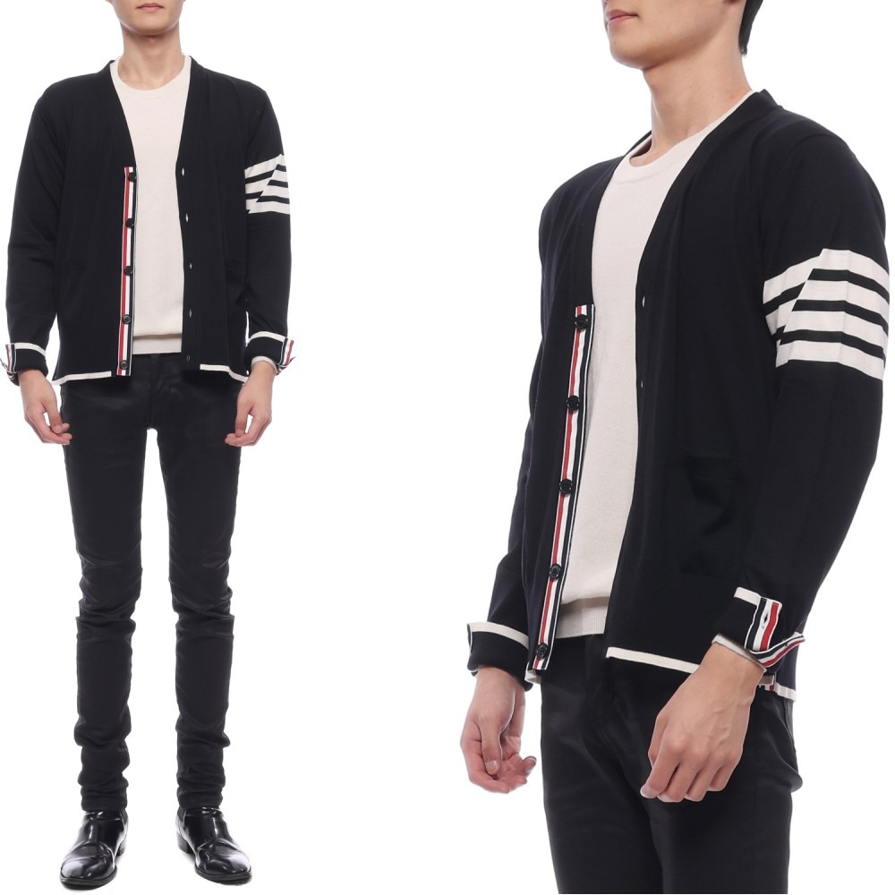 24FW 남성 사선 스트라이프 울 가디건 (MKC002D Y1014 001 24F)