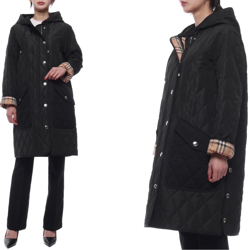 24FW 여성 록스비 퀼팅 후드 코트 (8096351 BLACK 24F)