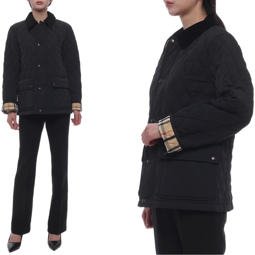 24FW Women's Corduroy Diamond Quilted Jacket (8096917 BLACK SAND 24F)