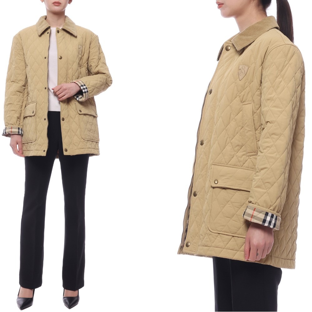 24FW 여성 코듀로이 다이아몬드 퀼팅 재킷 (8097994 FLAX SAND 24F)