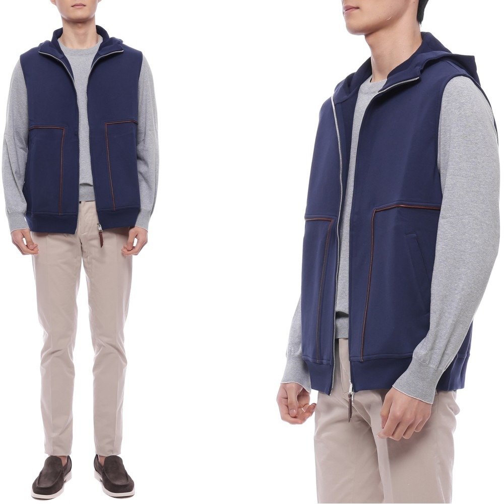 25SS 남성 코튼 후드 집업 베스트 (MW8639088G C2443 25S)