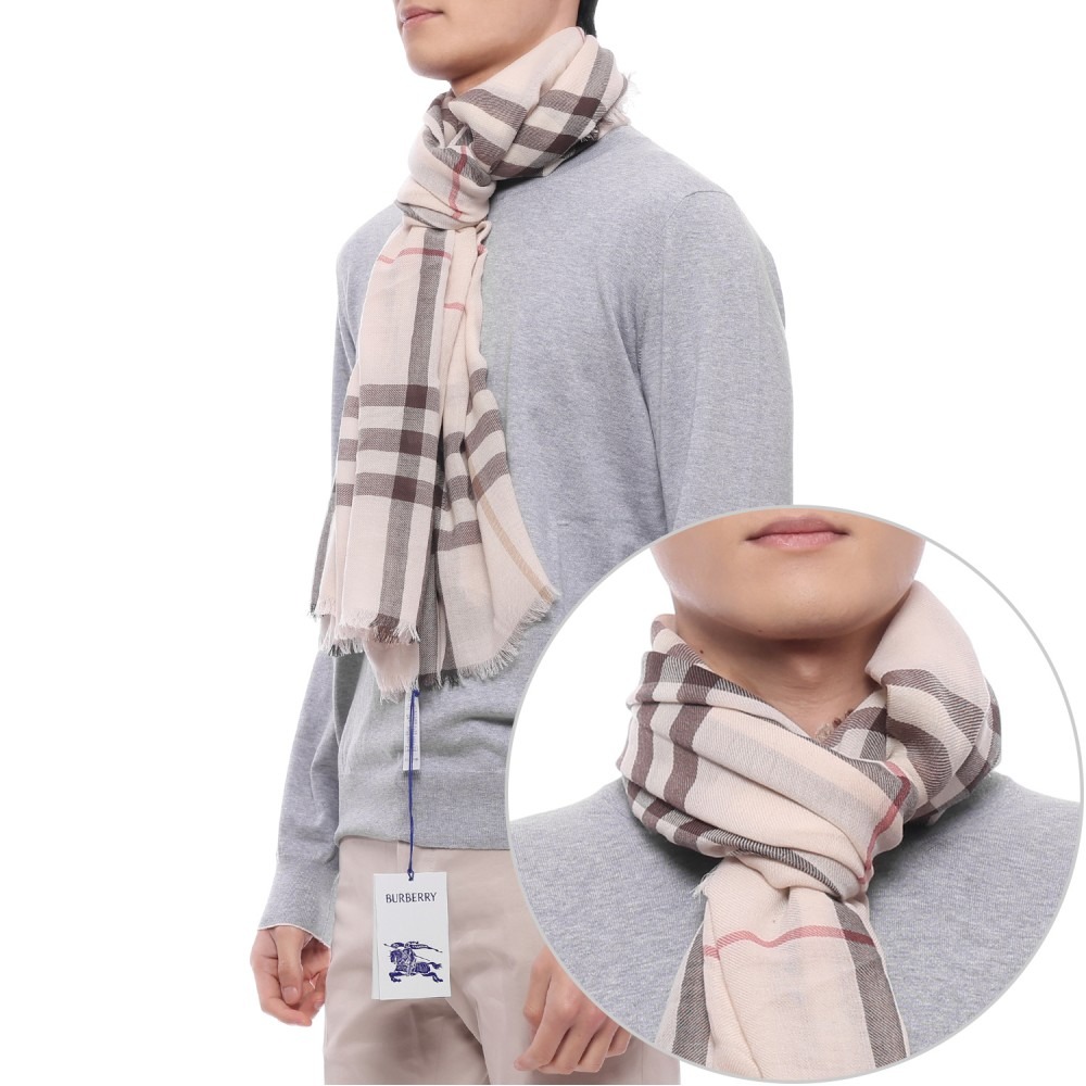 25SS 남성 체크 울 머플러 (8102536 ALABASTER PINK M 25S)