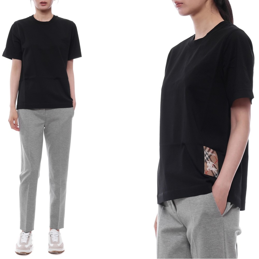 25SS 여성 체크 라벨 반팔티셔츠 (8104883 BLACK 25S)