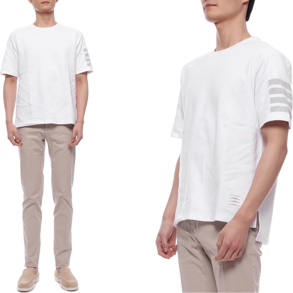 25SS 남성 사선 스트라이프 반팔티셔츠 (MJS246A 07323 100 25S)