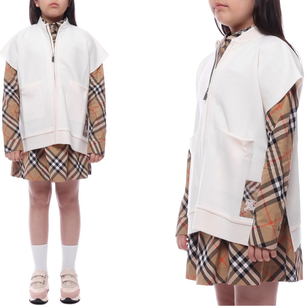 25SS 체크 라벨 울 혼방 케이프 (8104355 IVORY 25S)