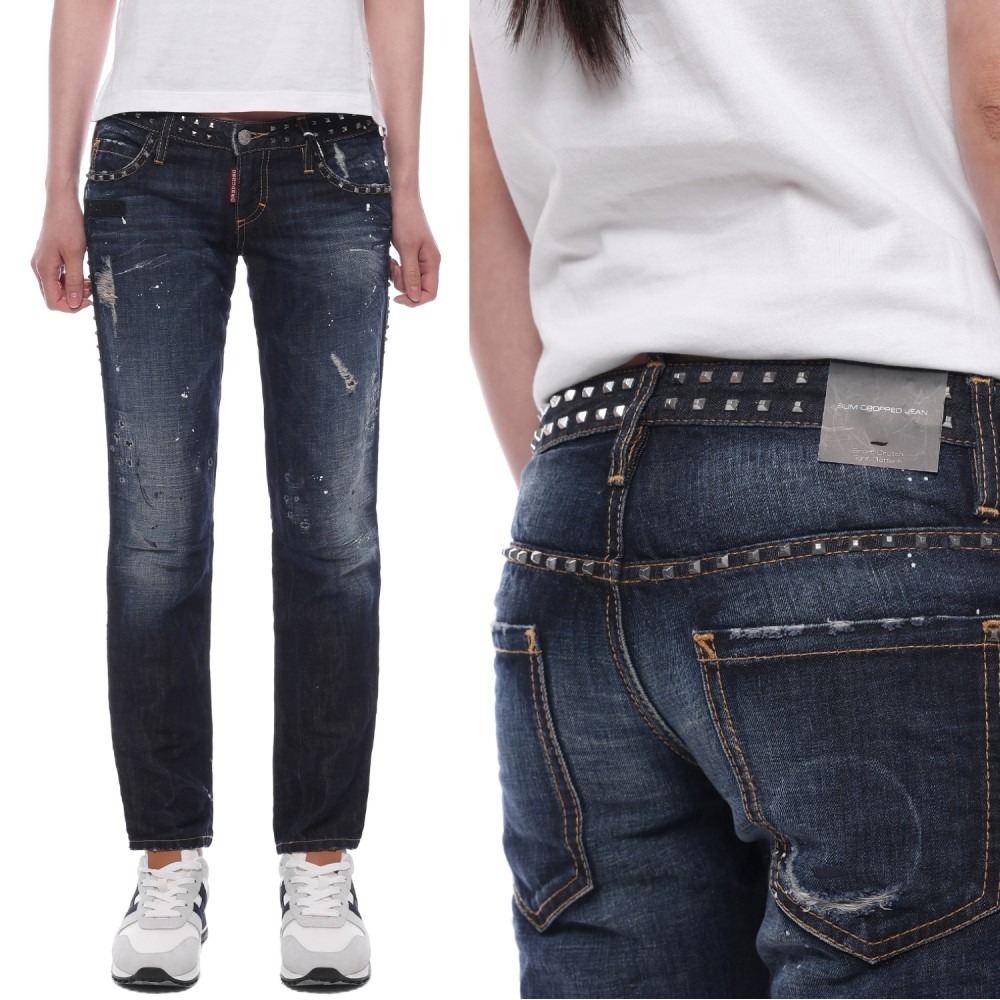 여성 스터드 슬림 크롭 데님 팬츠 (S75LA0314 S30295 089)