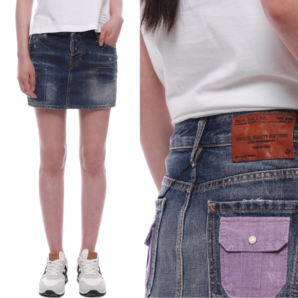 여성 워싱 데님 스커트 (S75MA0323 S30281 470)