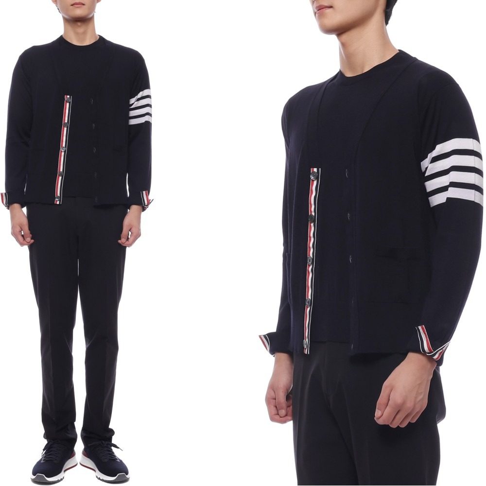 25FW 남성 사선 스트라이프 울 가디건 (MKC002A Y1014 415 25F)