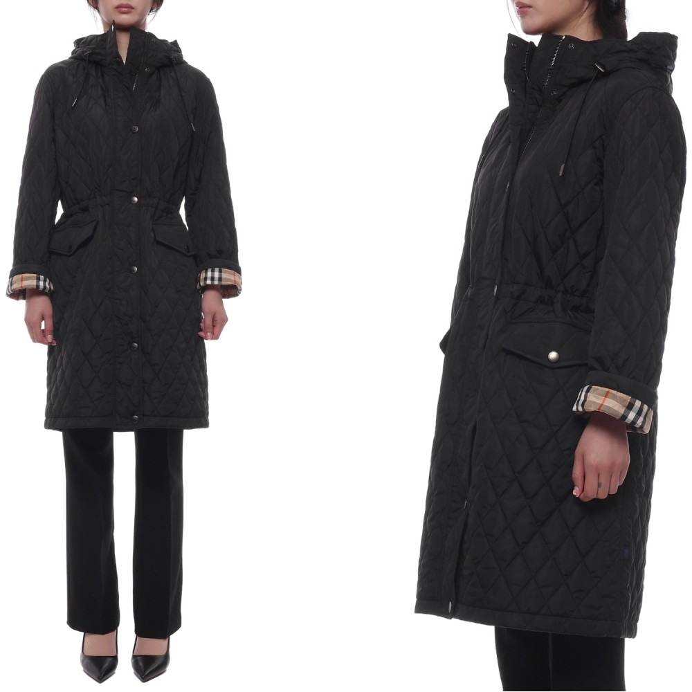 25FW 여성 퀼팅 후드 롱점퍼 (8110325 BLACK 25F)