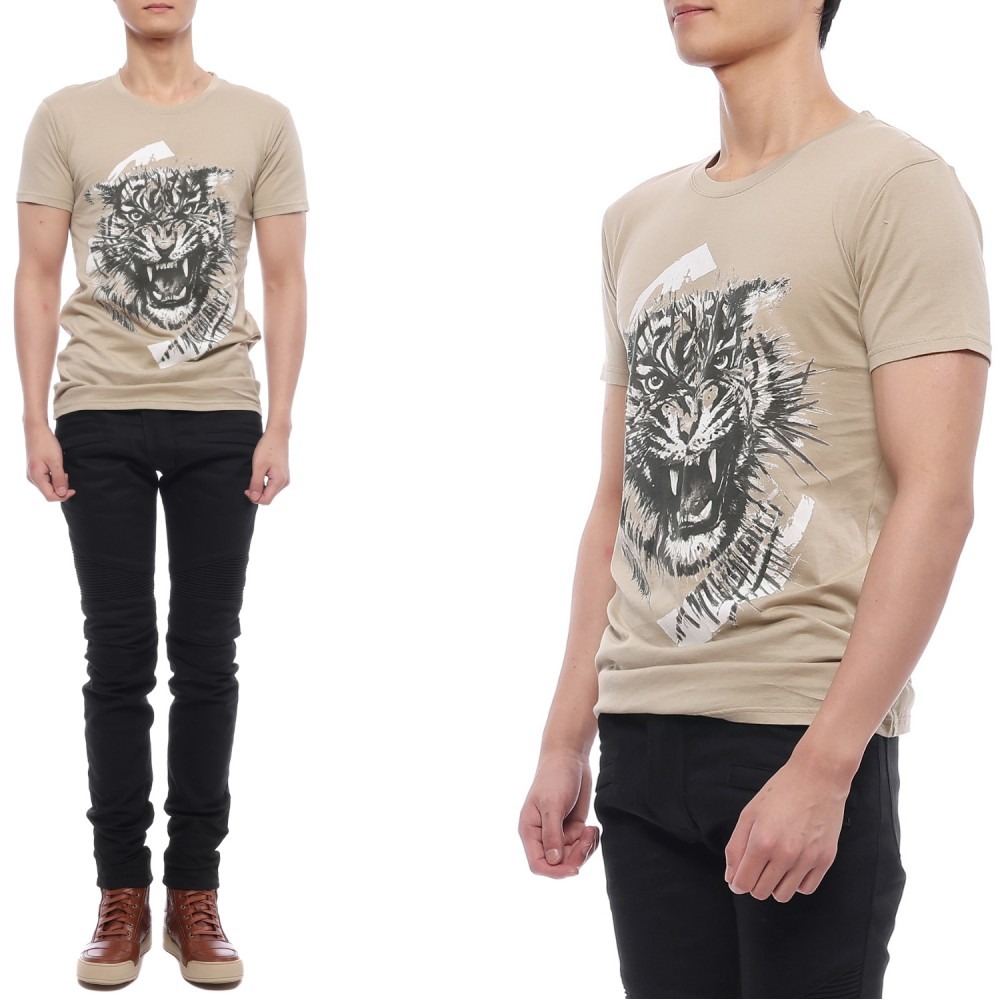 남성 타이거 프린트 반팔티셔츠 (S6HJ601I605 107)