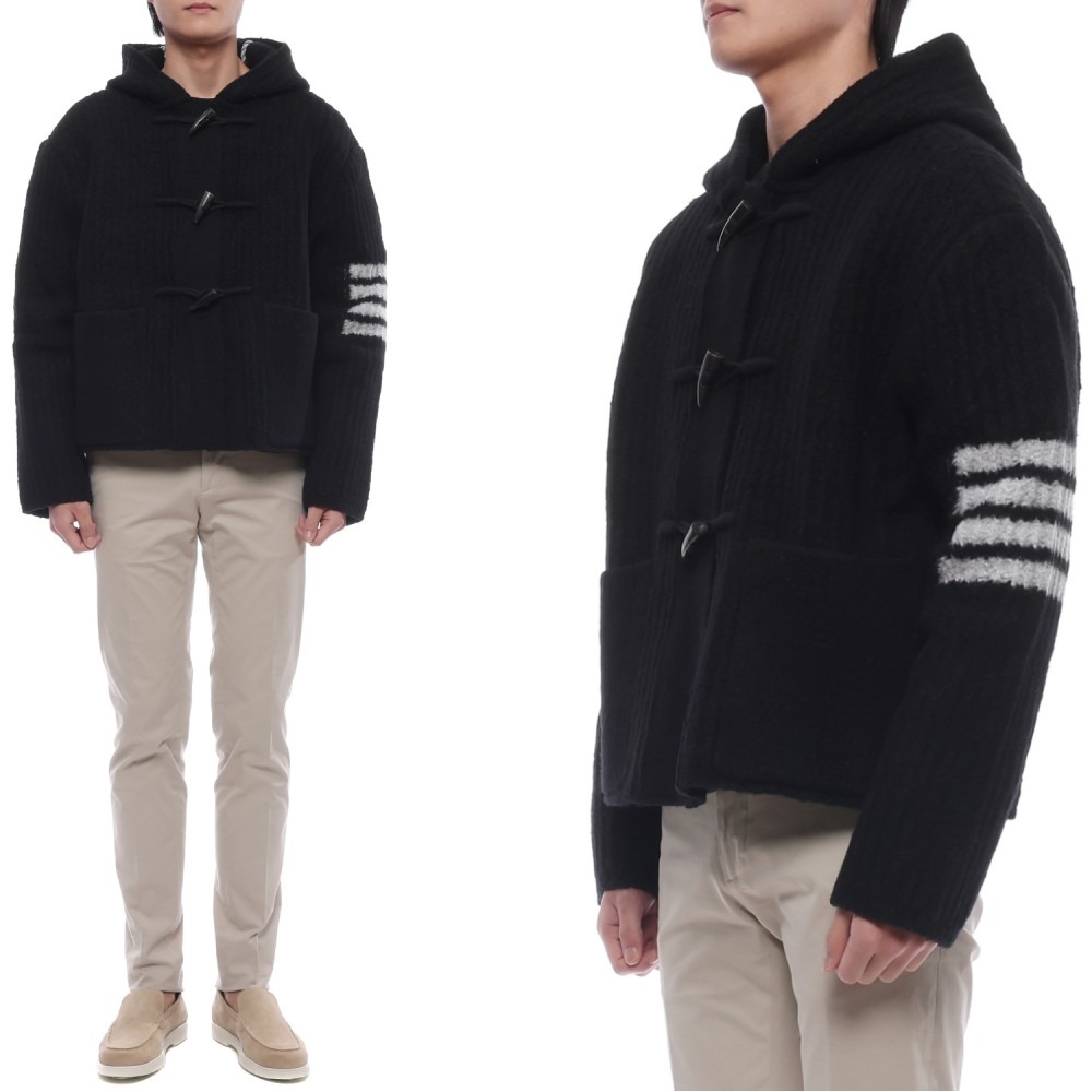 25FW 남성 사선 인타르시아 더플 숏 코트 (MKJ137A Y1054 001 25F)