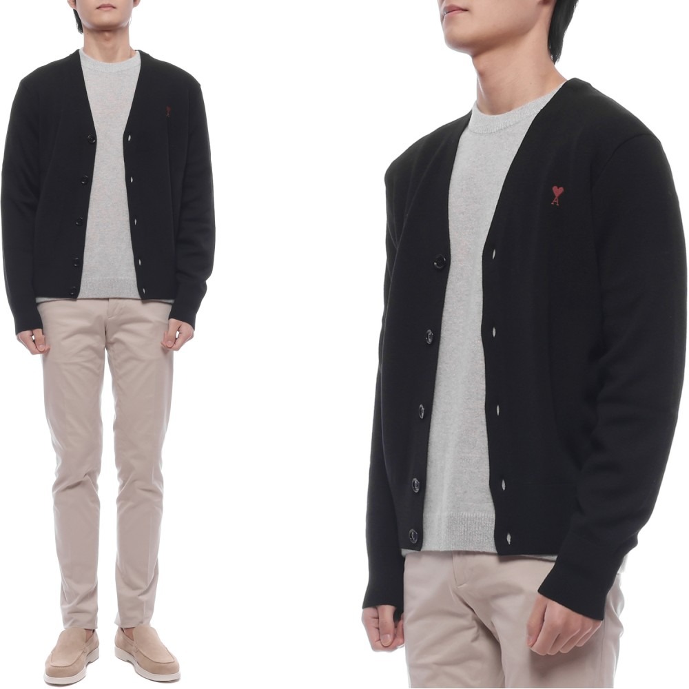 25FW 남성 하트 로고 울 가디건 (HKC361 001 009 25F)
