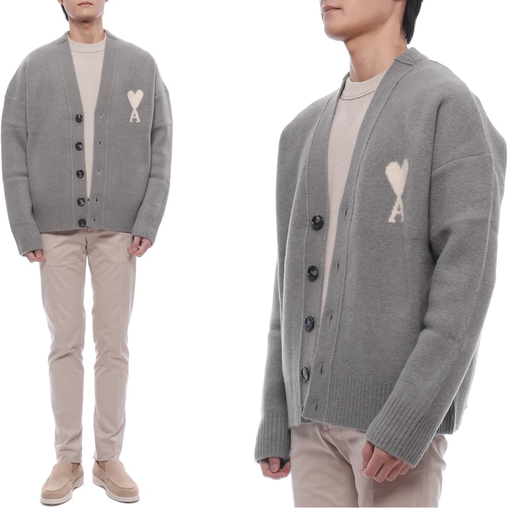 25FW 남성 하트 로고 알파카 혼방 가디건 (UKC365 KN0135 058 M 25F)