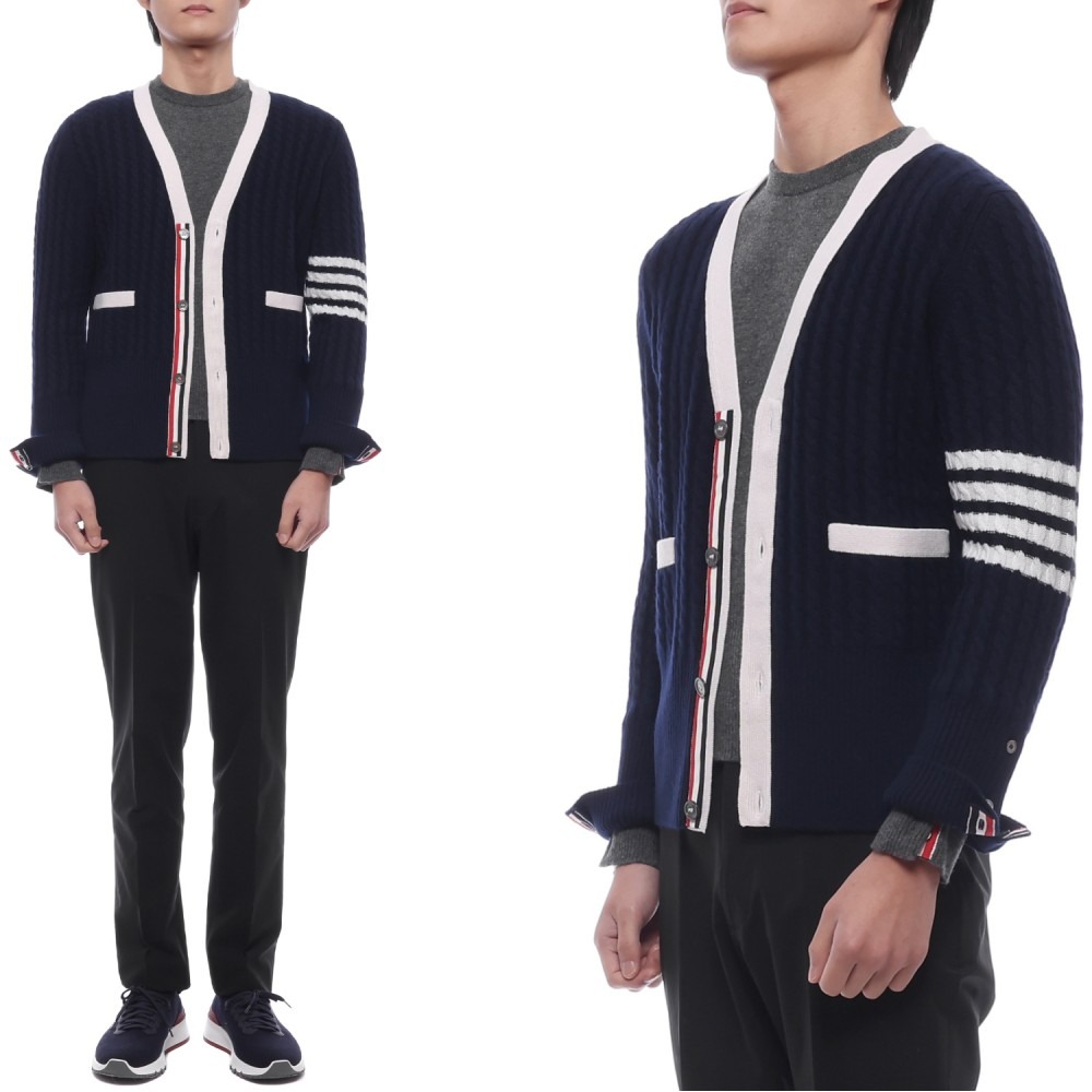25FW 남성 사선 스트라이프 캐시미어 가디건 (MKC015B Y2001 415 25F)