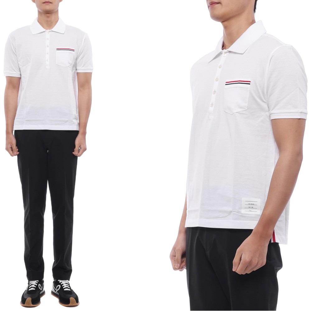 26SS Men's Three-Stripe Pocket Polo Short Sleeve T-Shirt (MJP022A 01455 100 26S)