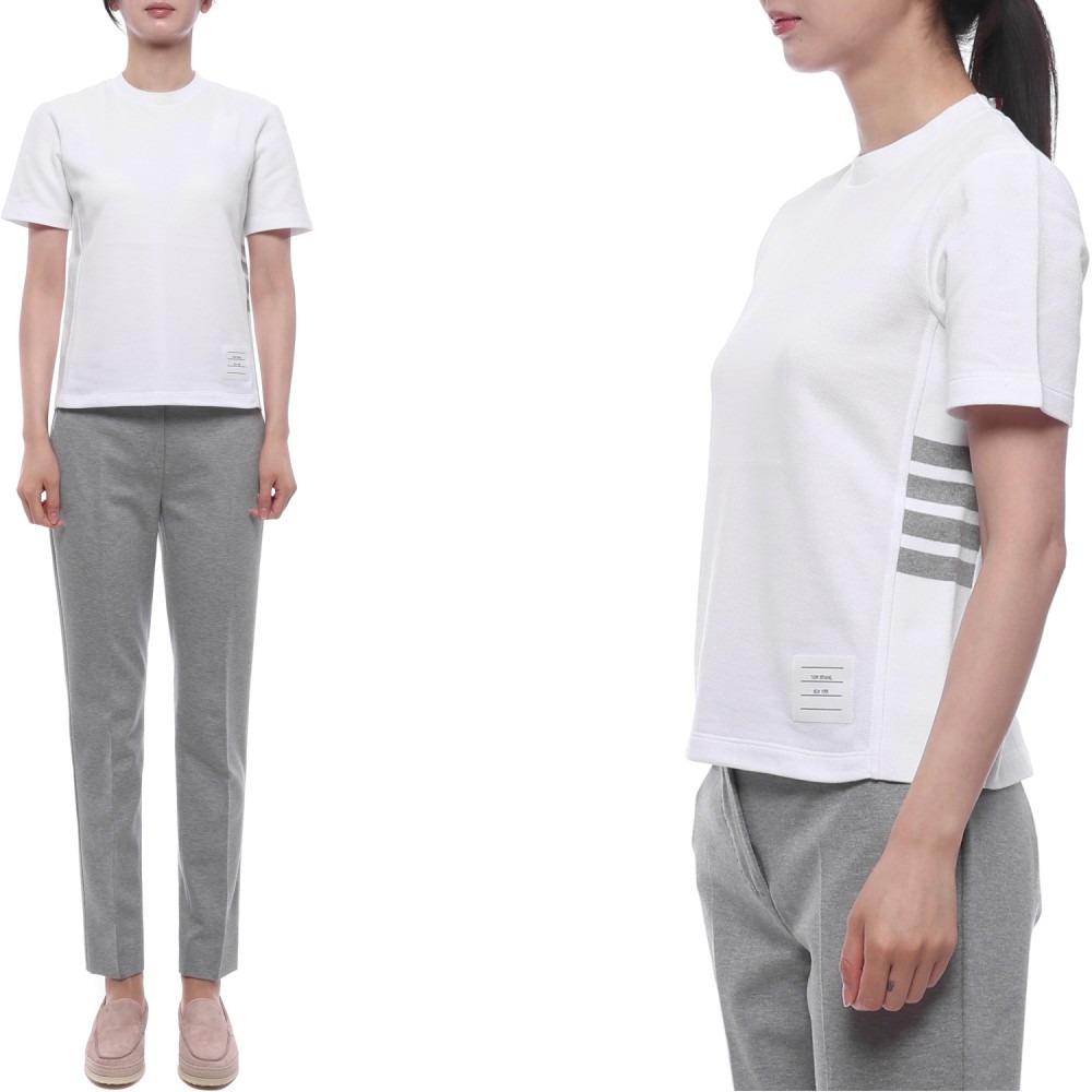 26SS 여성 사선 스트라이프 반팔티셔츠 (FJS207A 00050 100 26S)