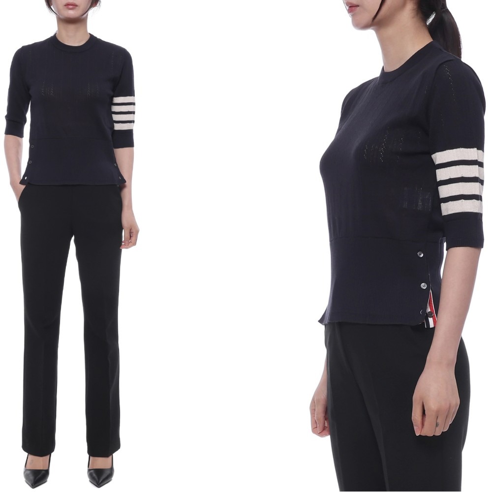 26SS 여성 사선 스트라이프 반팔티셔츠 (FKA369A Y3502 415 26S)