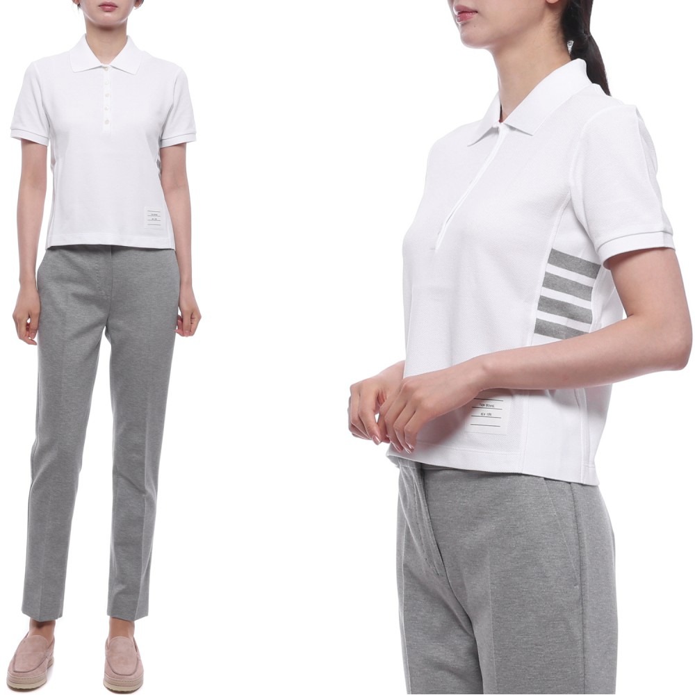 26SS 여성 사선 스트라이프 폴로 반팔티셔츠 (FJP107A 00050 100 26S)