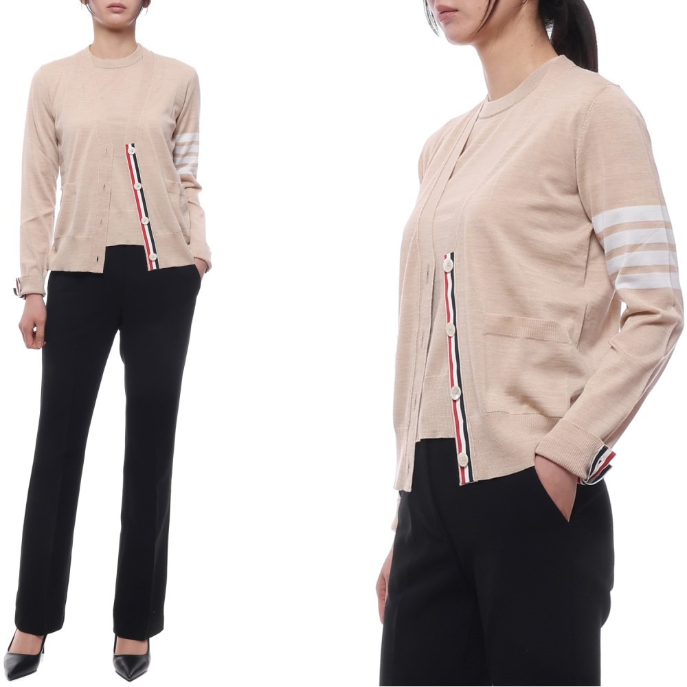 26SS 여성 사선 스트라이프 울 가디건 (FKC334A Y1014 260 26S)
