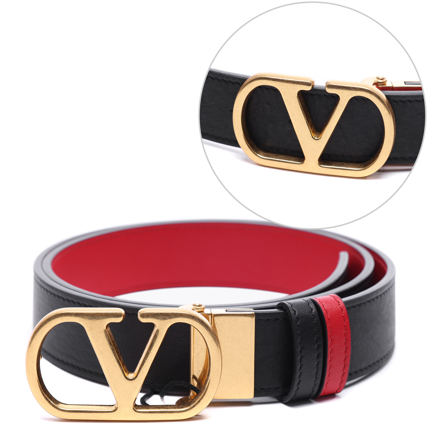 26SS Women's V Logo Signature Reversible Belt (8W2T0SQ3 IYR 0SM 26S)