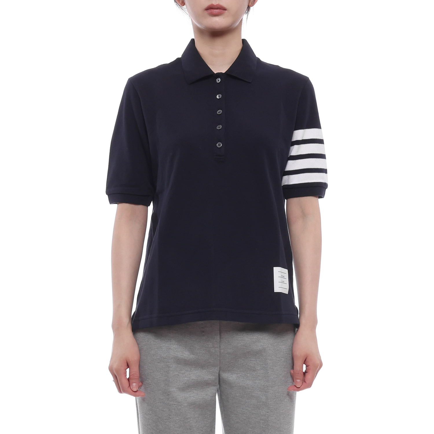 26FW 여성 사선 스트라이프 폴로 반팔티셔츠 (FJP052G 07976 415 26F)