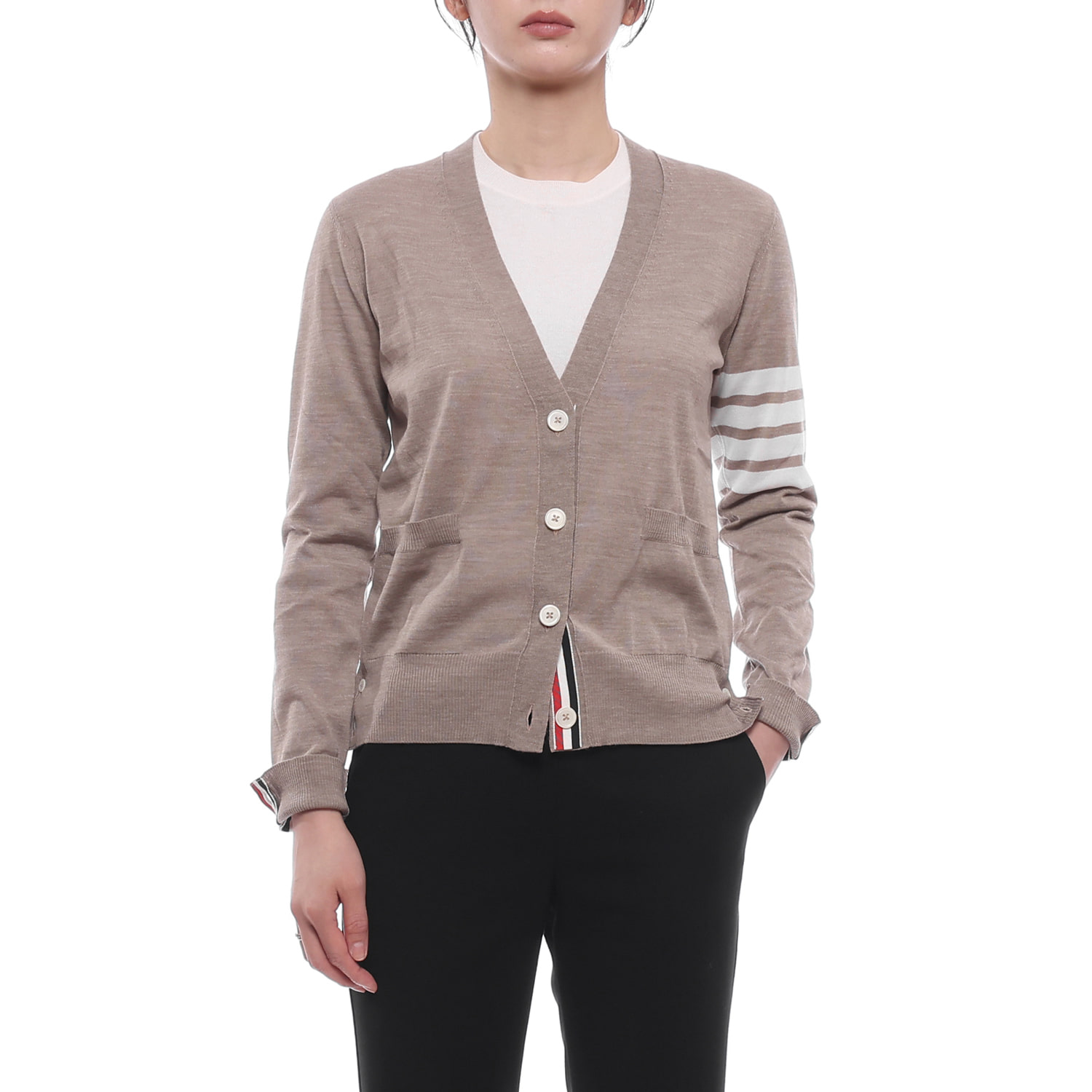 26FW 여성 사선 스트라이프 울 가디건 (FKC334A Y1014 215 26F)