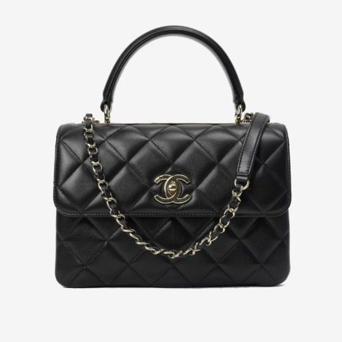 CHANEL Lambskin Small ํ๋ฉ๋ฐฑ Gold-Tone Chain Cross Black