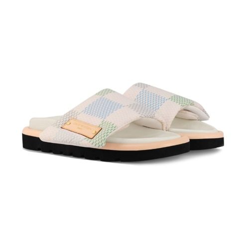 LOUIS VUITTON Flat Mules ν νλ‘μ° μ»΄ν¬νΈ Sandals λ€λ―Έμ리μ
μ€ νμ ν