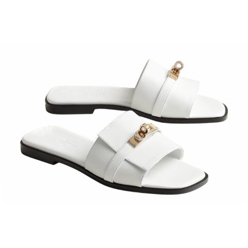 HERMES μ€λ¦¬μ Sandals Calfskin νλ₯΄λ§λΈλΌμ€ νλμ¨μ΄ White