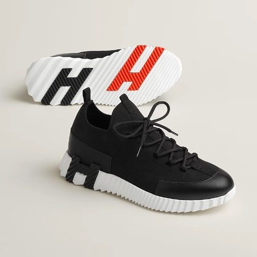 HERMES 리ννΈ Slip-On Sneakers Knit Calfskin Black H Black μ€λ μ§