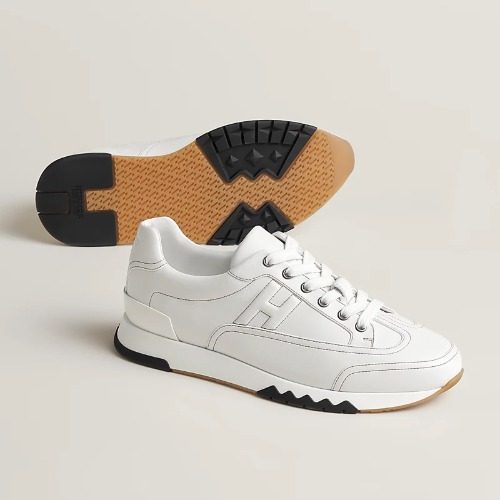 HERMES νΈλ μΌ Sneakers Calfskin μ¬νμ΄νΈ λΈλΌμ΄ Stitch