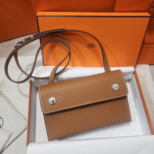 HERMES Flap Shoulder Cross Wallet Bag Gold
