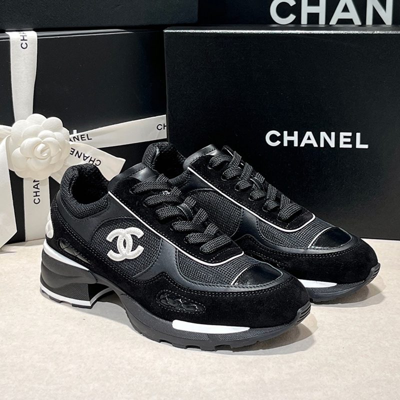 CHANEL λ―Ήμ€λ νμ΄λ² Suede Mesh Calfskin Sneakers Black