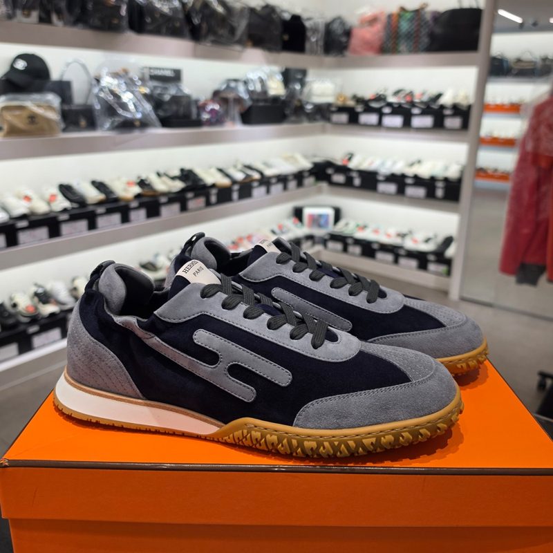 HERMES Jet Sneakers Suede κ³ νΈμ€ν¨ Navy Black
