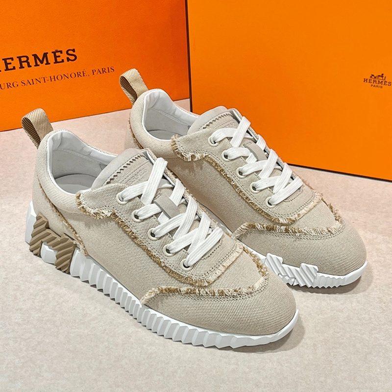 HERMES λ°μ΄μ± Sneakers νλ¦°μ§ λ² μ΄μ§ λΈλΌμ΄ H Two-Tone