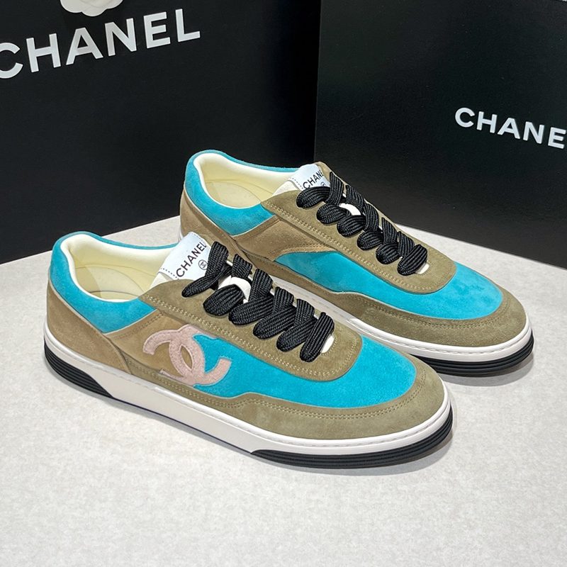 CHANEL Calfskin Suede λΈλΌμ΄ ν°μ½°μ΄μ¦ Multi Color Sneakers