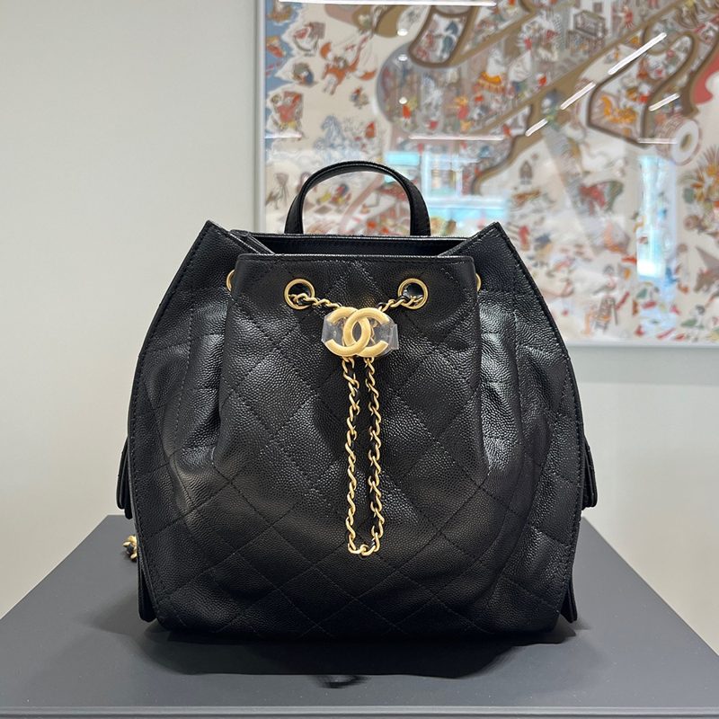 CHANEL 25Bag 그레인드 Calfskin Gold Chain Backpack Small