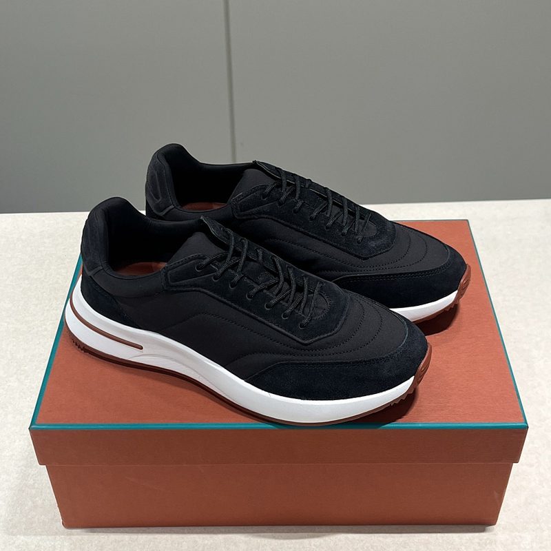 로로피아나 Calfskin 위크엔드 워크 Sneakers 스톰 Black