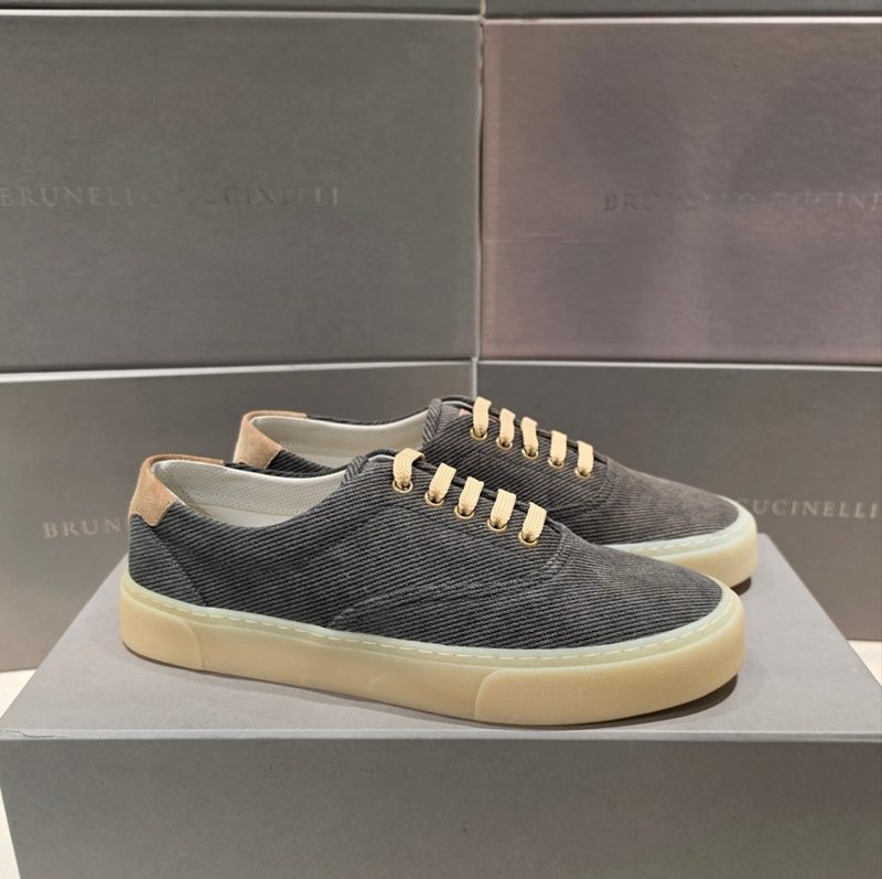 브루넬로 쿠치넬리 캐벌리 Corduroy Lace-Up Sneakers 챠콜