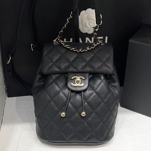 CHANEL Urban μ€νΈλ¦Ώ Backpack Quilted Gold-Tone Black Small