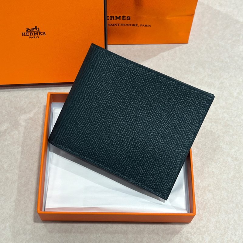HERMES 시티즌 Twill Compact Wallet 에버컬러 망그로브 말 안감 Bifold Wallet
