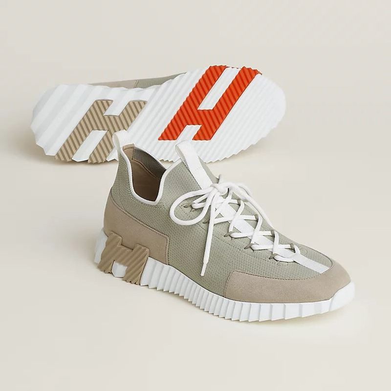 HERMES 리ννΈ Slip-On Sneakers Knit Calfskin μΉ΄ν€λ² μ΄μ§ H λ² μ΄μ§ μ€λ μ§ Two-Tone