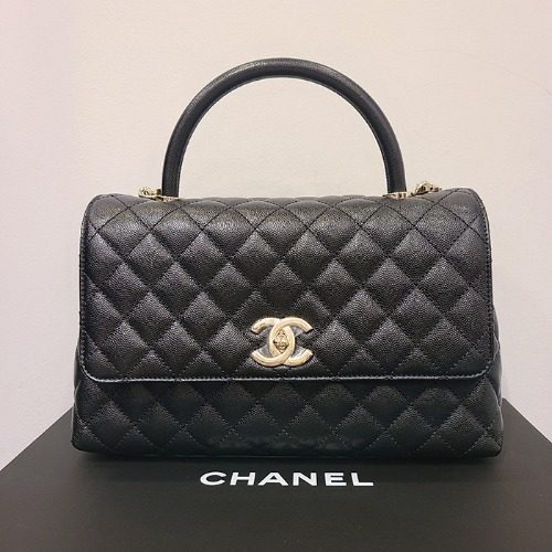 CHANEL 코코핸들 그레인드 Calfskin Gold-Tone Black Medium